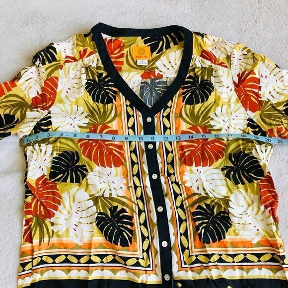 NWOT Ruby Road Palm Leaves Tie Front Blouse - Picture 11 of 16